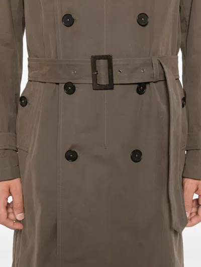Herno Double-breasted Belted Coat In Brown
