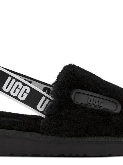 Ugg Disco Shearling Slides In Black