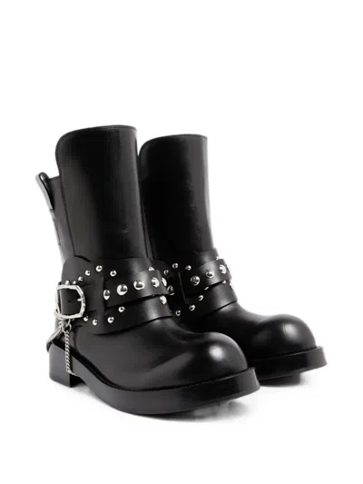 Ann Demeulemeester Boa Stud-embellished Ankle Boots In Black