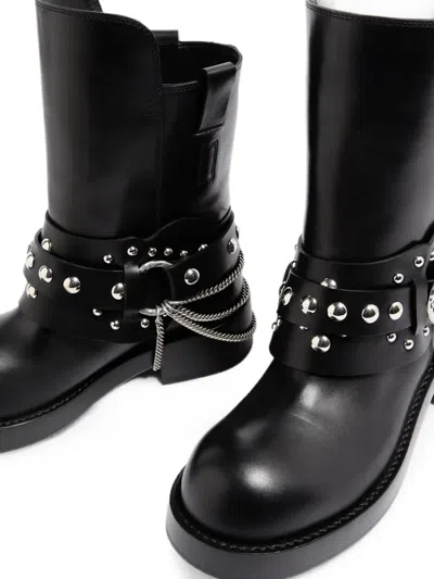 Ann Demeulemeester Boa Stud-embellished Ankle Boots In Black