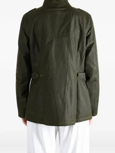 Barbour Winter Defence Waxed Multi-pocket Jacket In Green