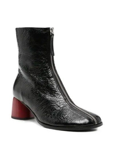 Halmanera Front-zip Leather Ankle Boots In Multi