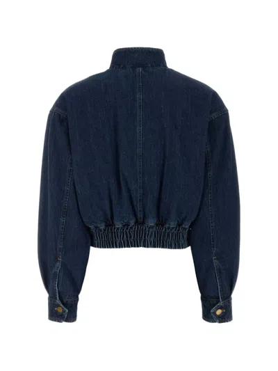 Jil Sander Elasticated-waist Denim Jacket In Blue