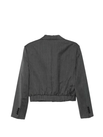 Juunj Herringbone-pattern Cropped Jacket In Grey