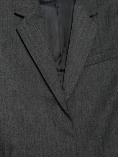 Juunj Herringbone-pattern Cropped Jacket In Grey