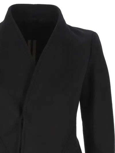 Rick Owens Wool Single Breasted Coat In Black