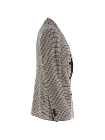 Tagliatore Double-breasted Houndstooth Suit Jacket In Grey