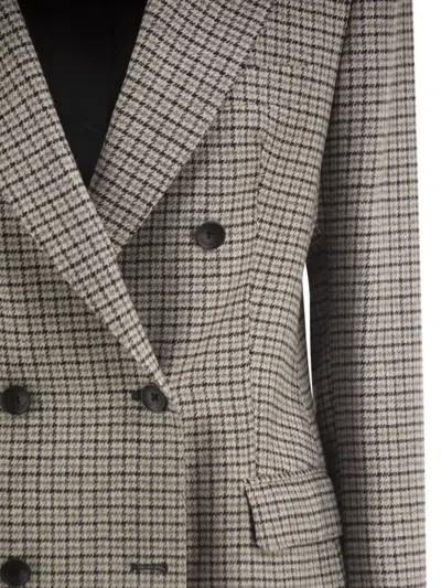 Tagliatore Double-breasted Houndstooth Suit Jacket In Grey