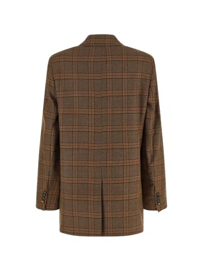 Max Mara Mstalca Check-pattern Wool Blazer In Burgundy