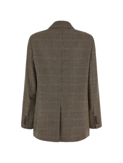 Max Mara Check-pattern Single-breasted Blazer In Brown