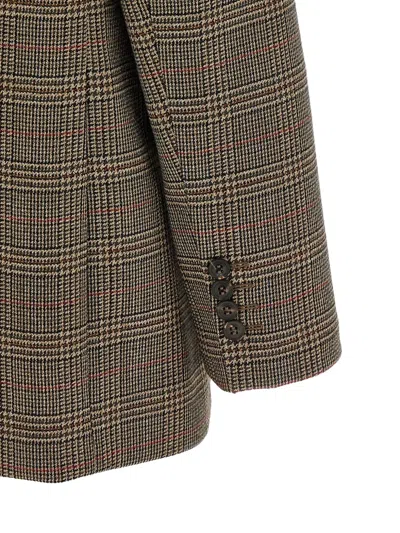 Max Mara Check-pattern Single-breasted Blazer In Brown