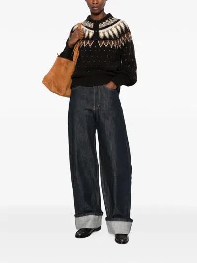 Yerse Pattern-knit Sweater In Brown
