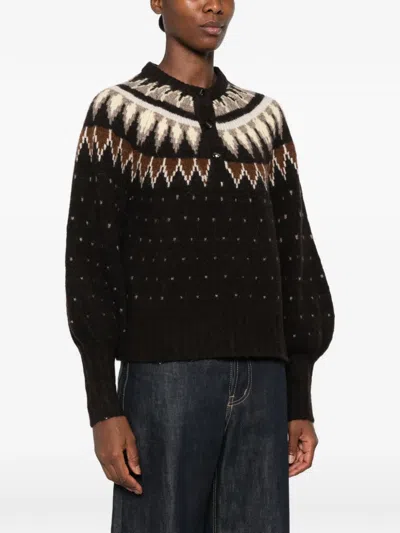 Yerse Pattern-knit Sweater In Brown