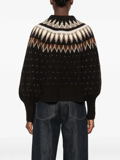 Yerse Pattern-knit Sweater In Brown