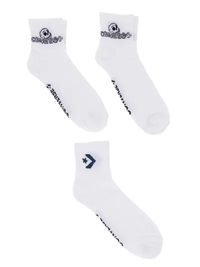 Converse Embroidered Logo-patch Socks In White