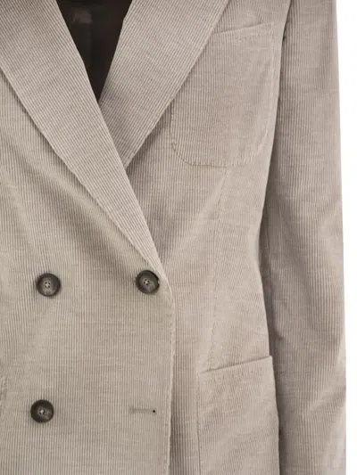 Tagliatore Double-breasted Stretch Cotton And Cashmere Blazer In Neutral