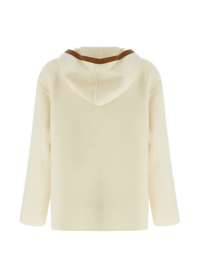 Max Mara Hooded Zip-up Jacket In Neutral