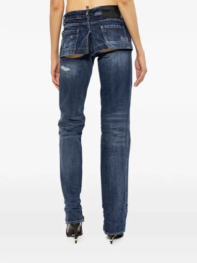 Dsquared2 Distressed Cut-out Jeans In Blue