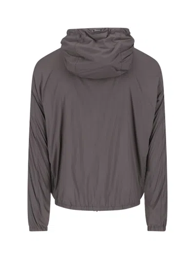 Herno Technical Fabric Hooded Jacket With Adjustable Drawstrings In Gray