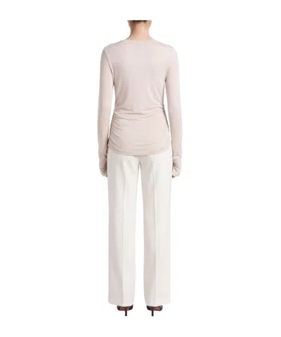 Maxco. Solid-color Long-sleeve  T-shirt In Beige