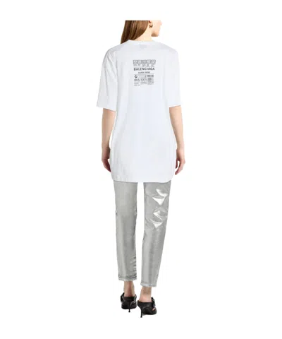 Balenciaga Loose-fitting Solid Color Printed T-shirt In White