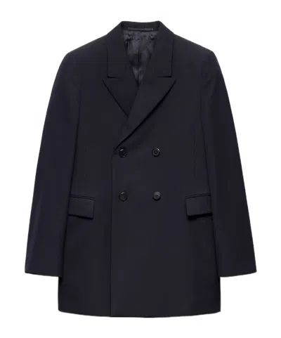 Prada Double-breasted Wool Jacket In Blue