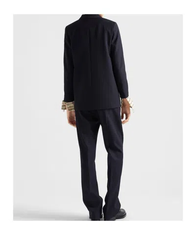 Prada Double-breasted Wool Jacket In Blue
