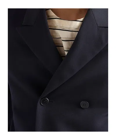 Prada Double-breasted Wool Jacket In Blue