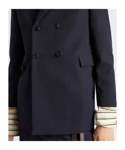 Prada Double-breasted Wool Jacket In Blue