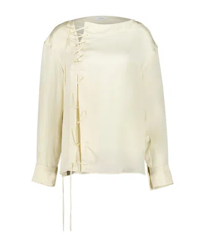 Ferragamo Lace-up Detail Top In Neutral
