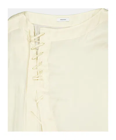 Ferragamo Lace-up Detail Top In Neutral