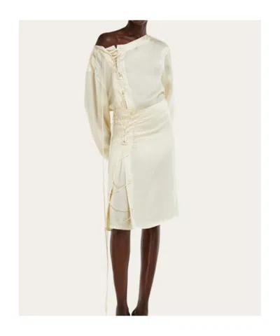 Ferragamo Lace-up Detail Top In Neutral