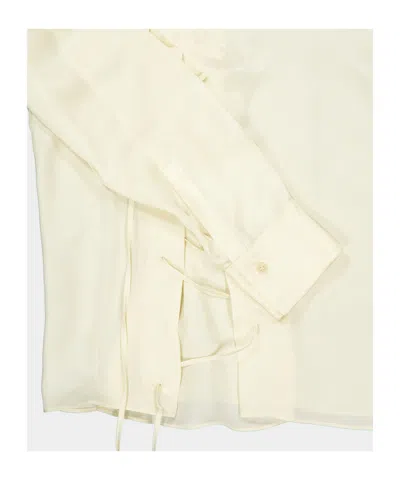 Ferragamo Lace-up Detail Top In Neutral
