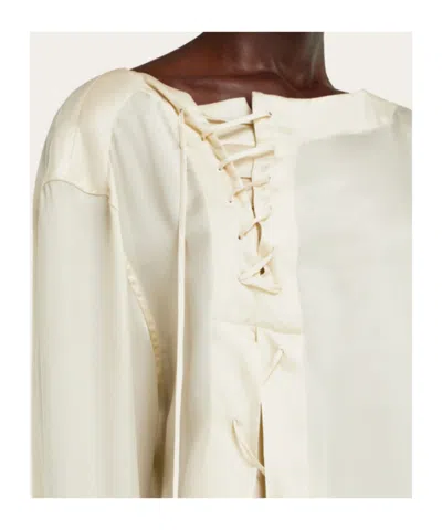Ferragamo Lace-up Detail Top In Neutral