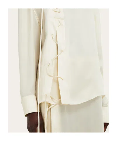 Ferragamo Lace-up Detail Top In Neutral