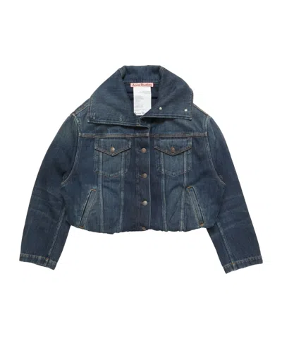 Acne Studios Cropped Denim Jacket In Blue