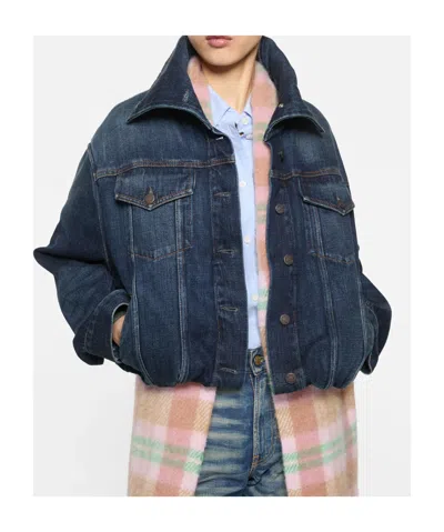 Acne Studios Cropped Denim Jacket In Blue