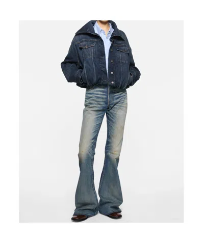 Acne Studios Cropped Denim Jacket In Blue