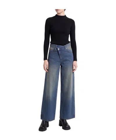 Maxco. Dark Loose-fitting Jeans In Blue