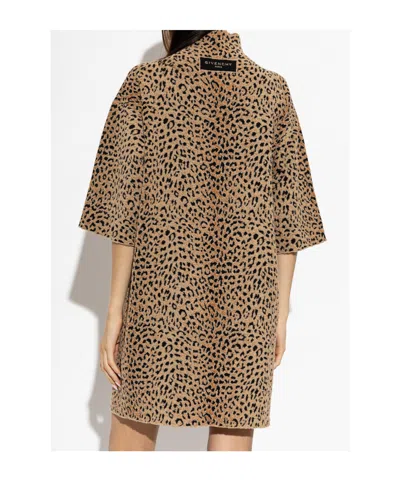 Givenchy Abito Mini In Jacquard Leopardato In Brown
