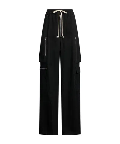 Rick Owens Solid Color Cargo Pants In Black