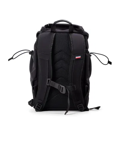 Moncler Leather-trimmed Buckle-fastening Backpack In Black