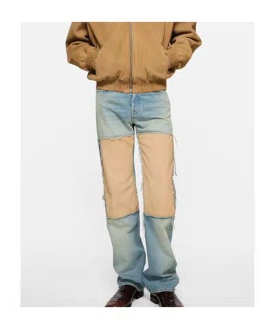 Acne Studios Suede Panel Jeans In Blue