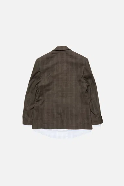 Acne Studios Layered Wool Suit Jacket In Brown/black