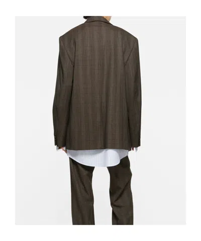 Acne Studios Layered Wool Suit Jacket In Brown/black