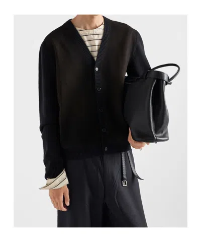 Prada Wool Cardigan In Black