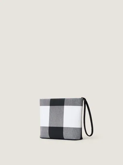 Givenchy Pouch In Checked Canvas In Gray/black