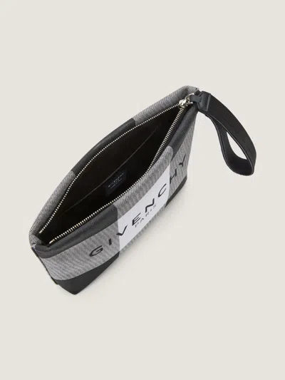 Givenchy Pouch In Checked Canvas In Gray/black