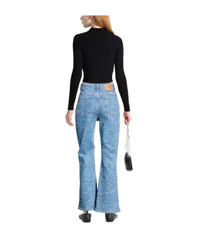 Ganni Solid Colour Bootcut Jeans In Blue