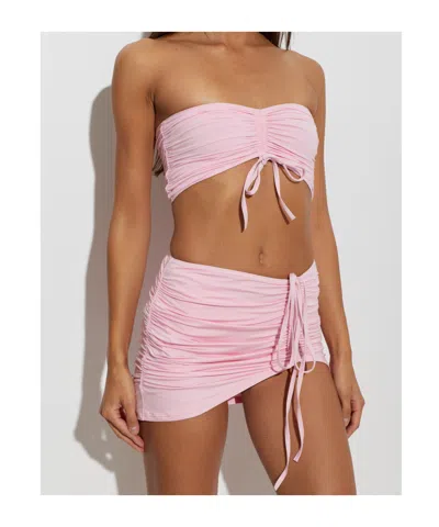 Balmain Ruched Bikini Top In Pink